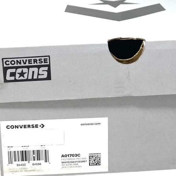 Converse Fastbreak Pro Women Sneakers Leather Mid Top Egret Navy Canvas A01703C - Picture 9 of 10